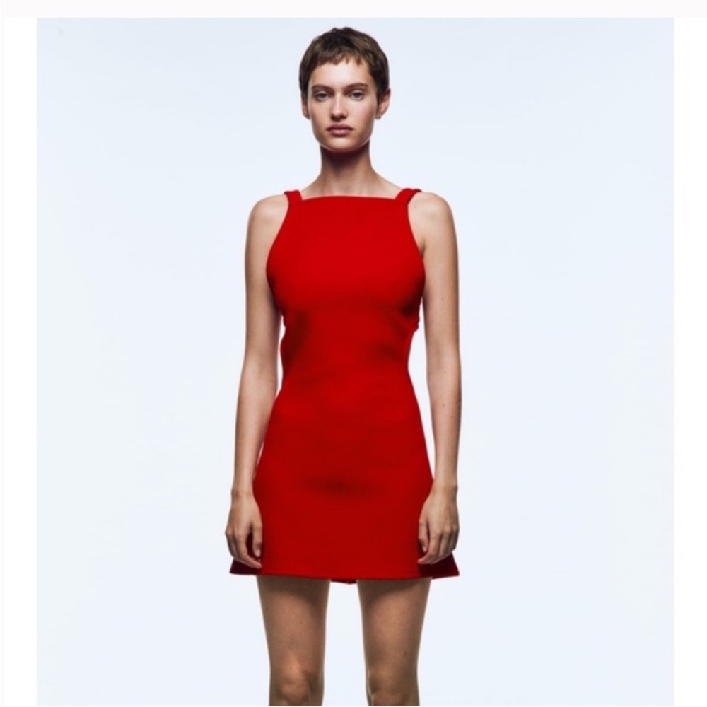 Zara Red Sleeveless Mini Dress open back party Dress
